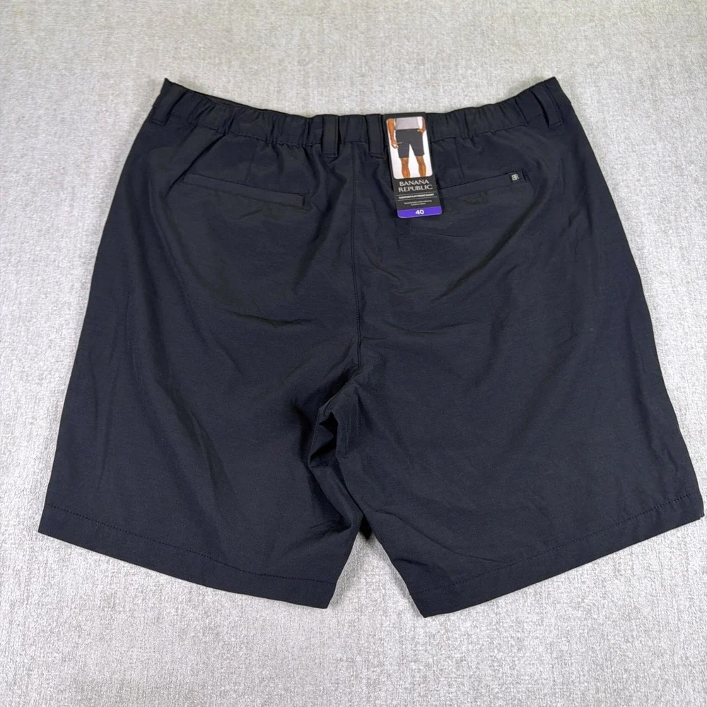 NWT Banana Republic Shorts Mens 40 Black Comfort Flat Front Shorts Golf Casual‎